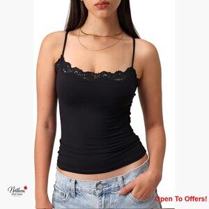 Padded Lace Cami Top Double Lined Spaghetti Strap Tank Top